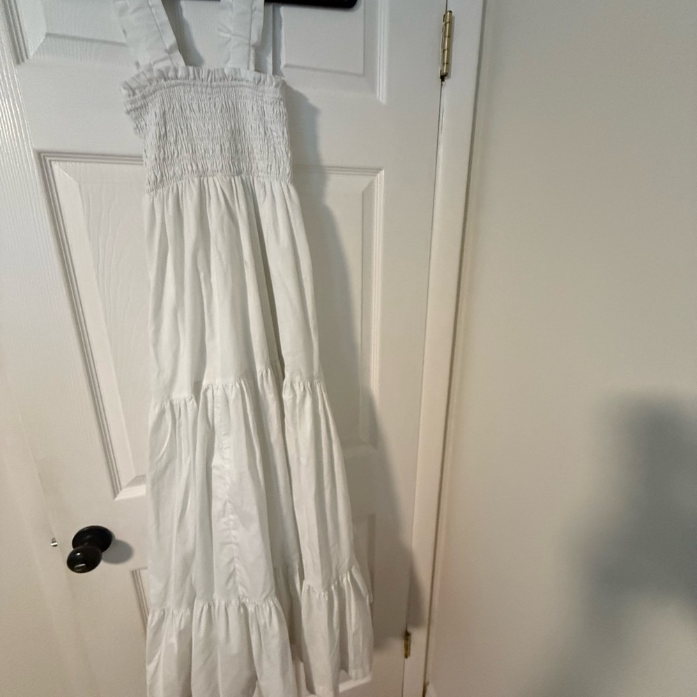 Abercrombie & Fitch White Tiered Smocked Sundress